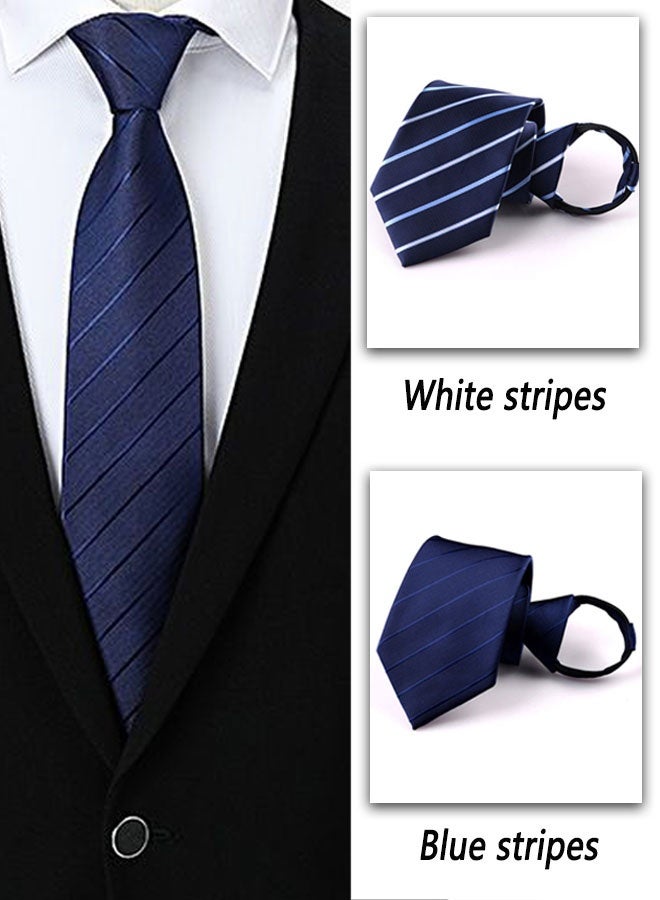 HOOTO 2PCS Zipper Ties Set for Men Adjustable Men's Pretied Neckties Zip Mens Neck Tie - Ties for Shirt and Suit - Modern Style（BLUE） - Image 5